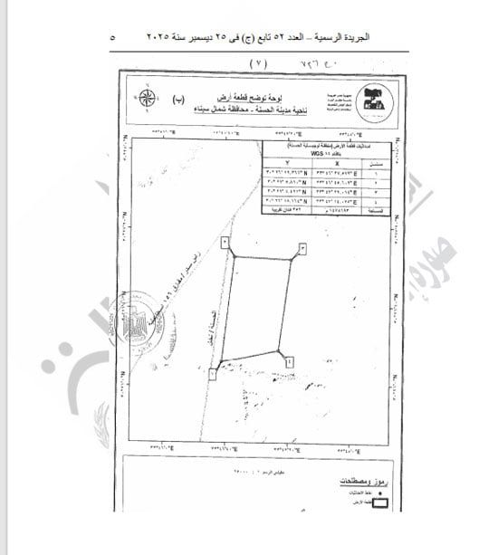 قرار جمهورى بتخصيص أراضٍ بشمال سيناء لصالح الهيئة العامة للموانى البرية والجافة (5) قرار جمهورى بتخصيص أراضٍ بشمال سيناء لصالح الهيئة العامة للموانى البرية والجافة (5)