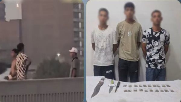 عصابة ترويج المخدرات فضحها فيديو، ضبط 3 أشخاص بأسلحة بيضاء أعلى الدائري بالخصوص