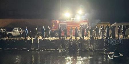 لحظة انتشال سيارة ربع نقل سقطت في ترعة المريوطية والبحث عن مفقودين (صور)
