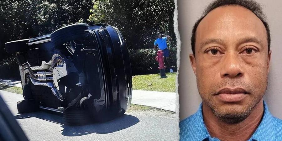 تصفح الهاتف يتسبب بحادث انقلاب سيارة تايجر وودز