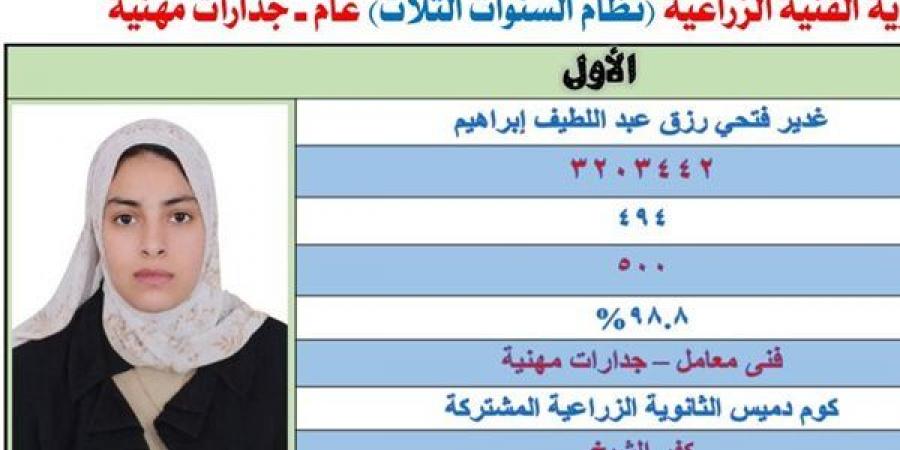 غدير الأولى على الدبلومات الفنية “فني معامل”: فرحة النجاح كبيرة وأحلم بالالتحاق بكلية الشرطة