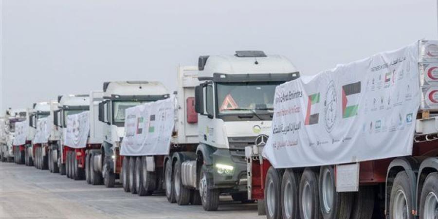 تحمل 533 طنا من المساعدات، عبور 5 قوافل إماراتية إلى غزة