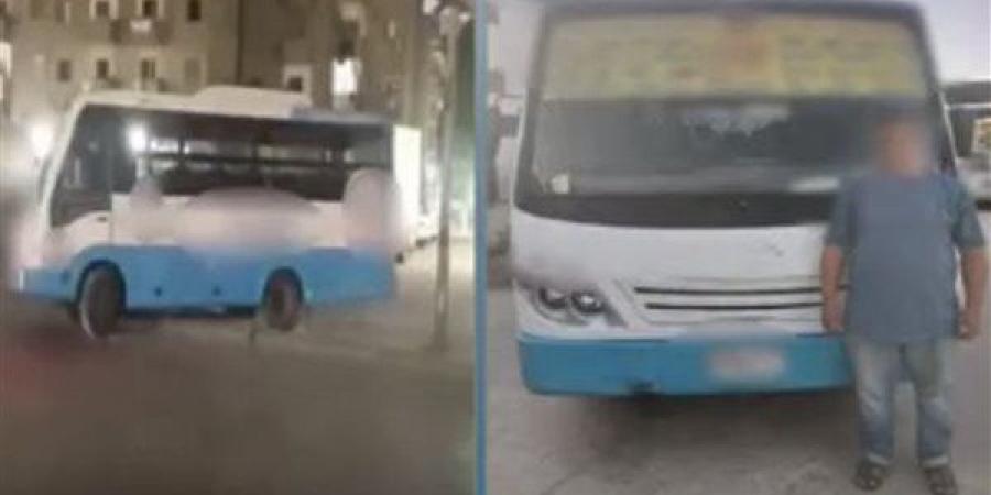 ضبط سائق أتوبيس صعد أعلى الرصيف وسار عكس الاتجاه بمدينة نصر
