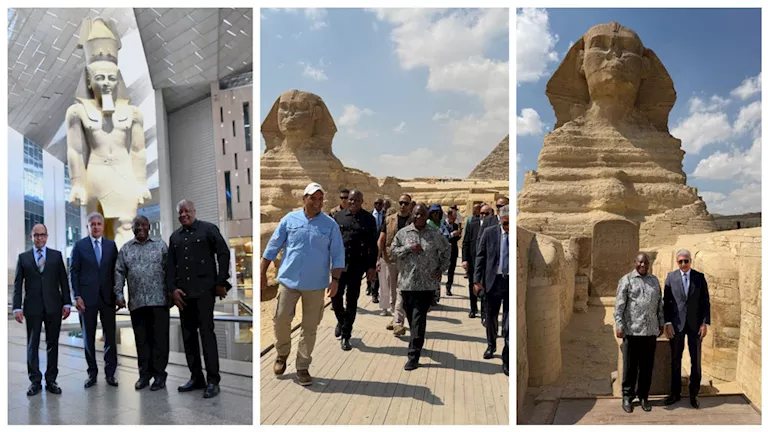 رئيس جنوب أفريقيا يبدي انبهاره بكنوز توت عنخ آمون والهرم الأكبر