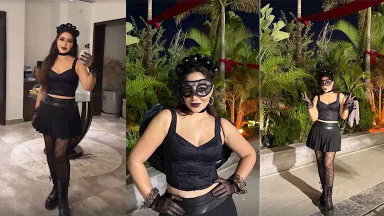 صور.. بوسي تشارك في احتفالات الهالوين بزي تنكري